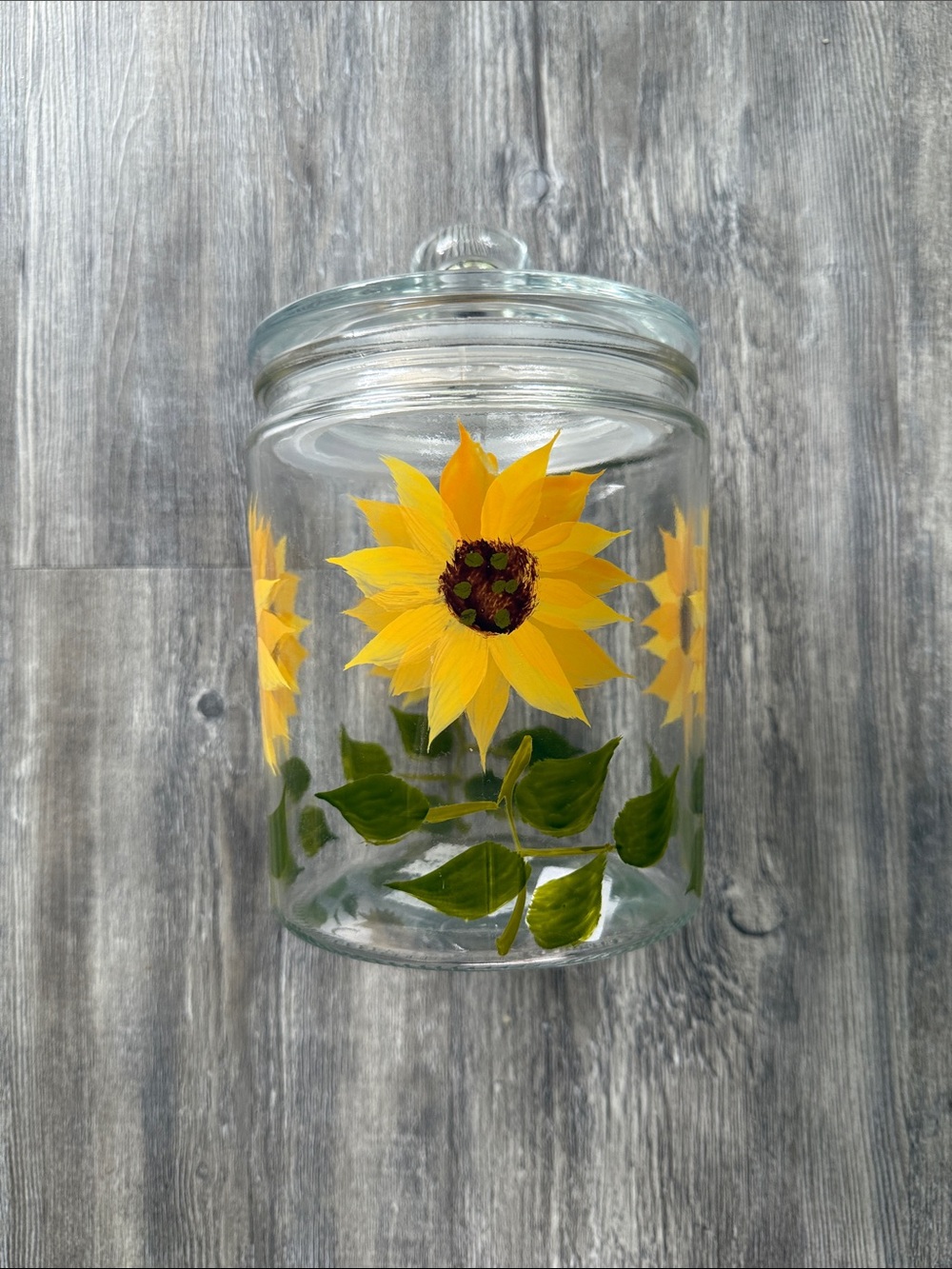 NWT 68 oz Sunflower Hand Painted Cookie Jar